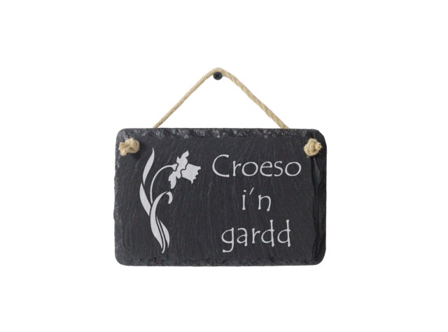 Croeso i’n Gardd Welsh Slate Sign | Valley Mill